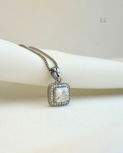 Luna Multi-moissanite Square Silver Pendant 