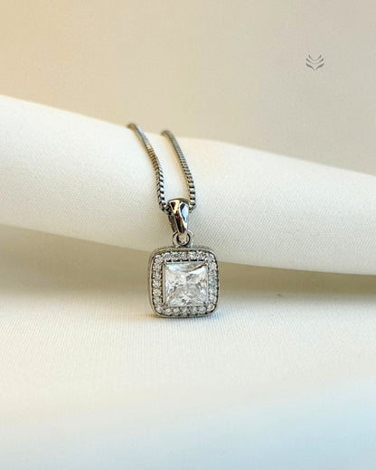 Luna Multi-moissanite Square Silver Pendant 