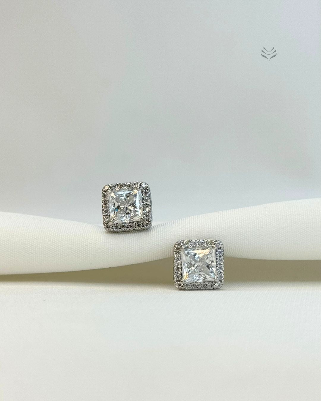 Luna Multi-moissanite Square Silver Gold-plated Screw Back Earrings 