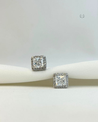 Luna Multi-moissanite Square Silver Gold-plated Screw Back Earrings 