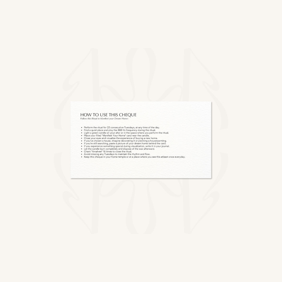 Manifest My Dream Home Cheque  cards