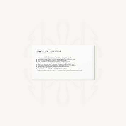 Manifest My Dream Home Cheque  cards