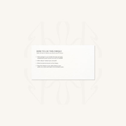 Money Manifestation Cheque  cards