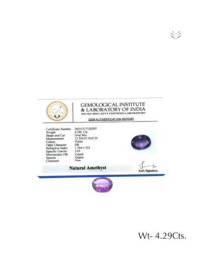 Natural Amethyst - 4.29 Ct  Gemstones