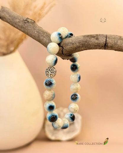 Natural Evil Eye Aragonite Bracelet 