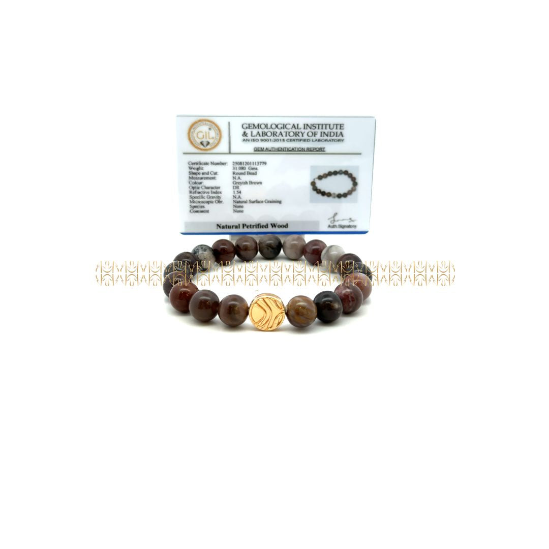 Ancient Blockage Remover Petrified Wood Bracelet 