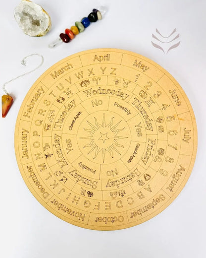 Light-Coded Pendulum Board with crystal pendulum and stones