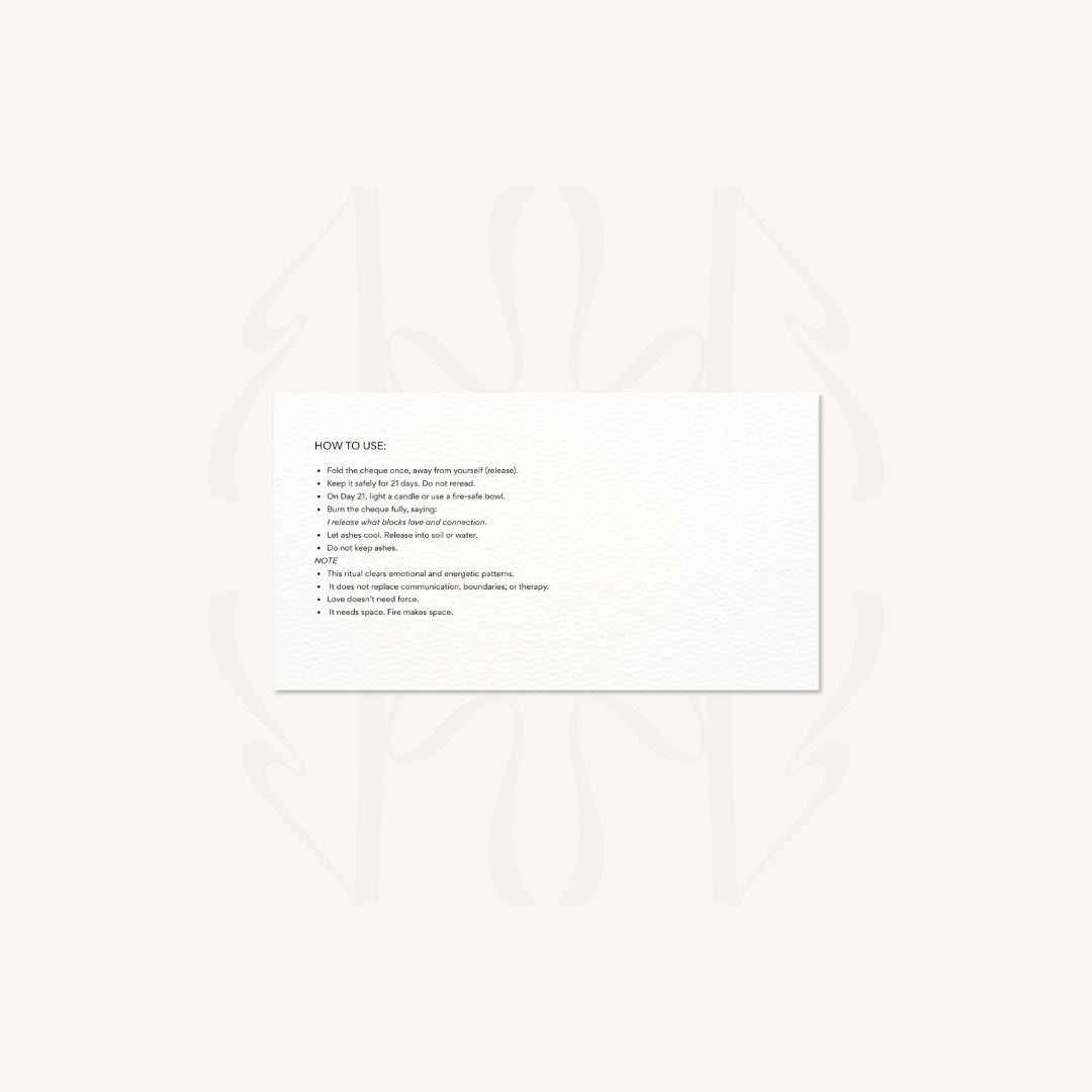 Relationship Obstacle Remover Cheque  cards
