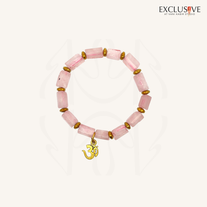 Rose Quartz Om Bracelet  Crystal Bracelet Mixel