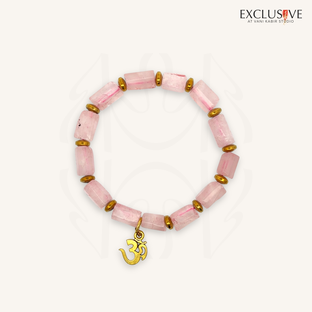 Rose Quartz Om Bracelet  Crystal Bracelet