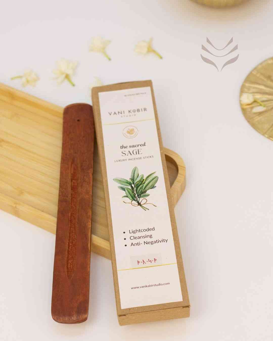 Sage Luxury Incense Sticks with wooden holder
