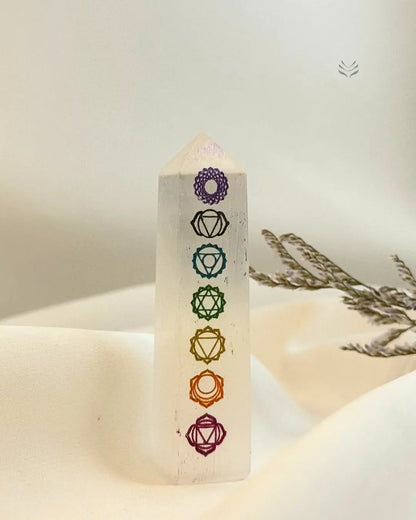 Selenite 7 Chakra Tower 