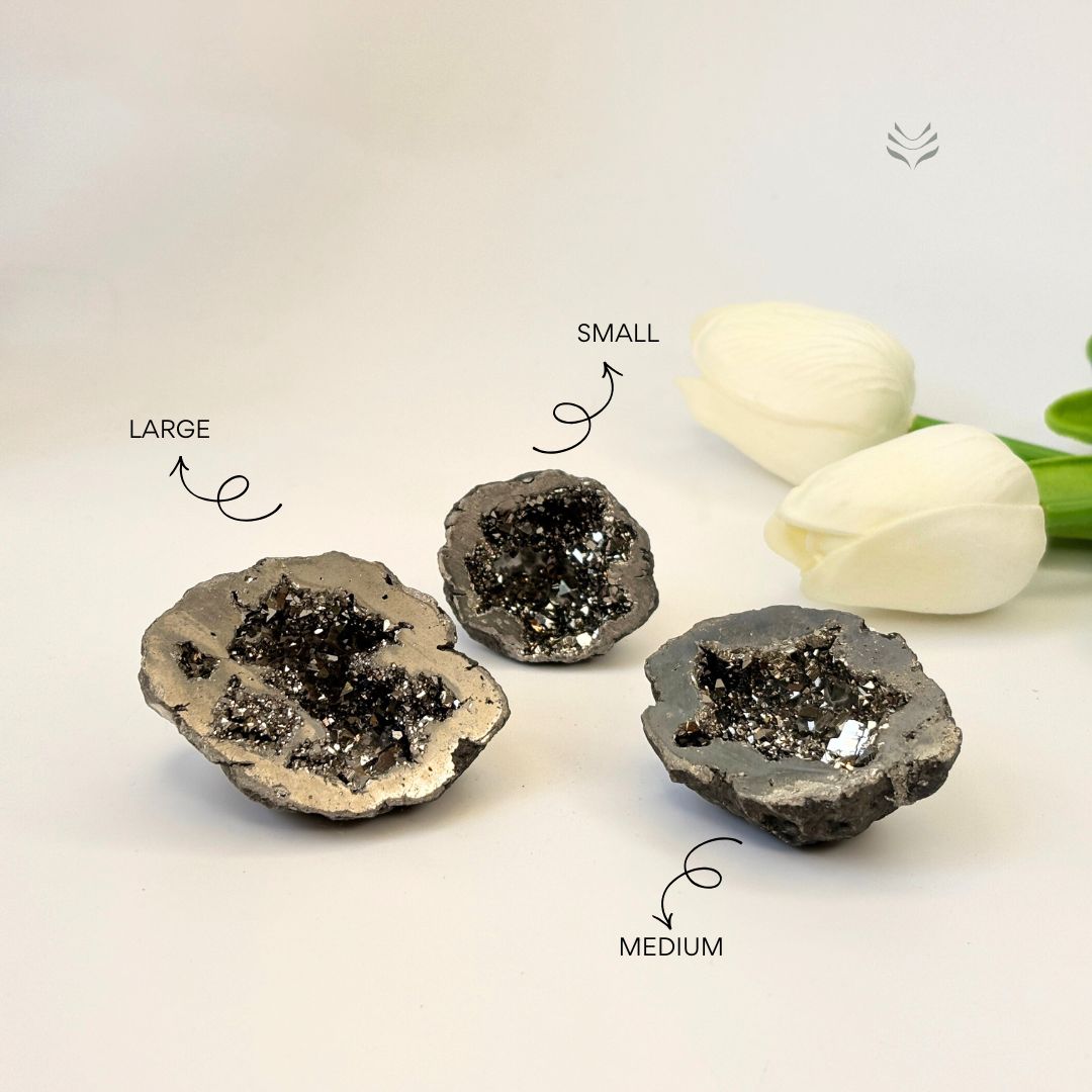 Silver Pyrite Geode for Relationships & Commitment