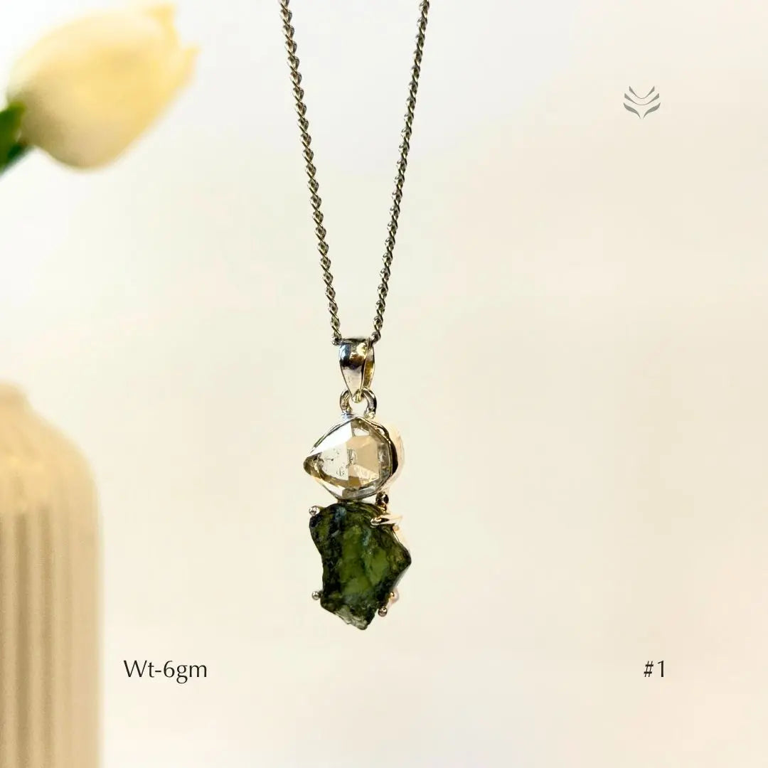 Supreme Power Moldavite with Herkimer Diamond #1  Pendant