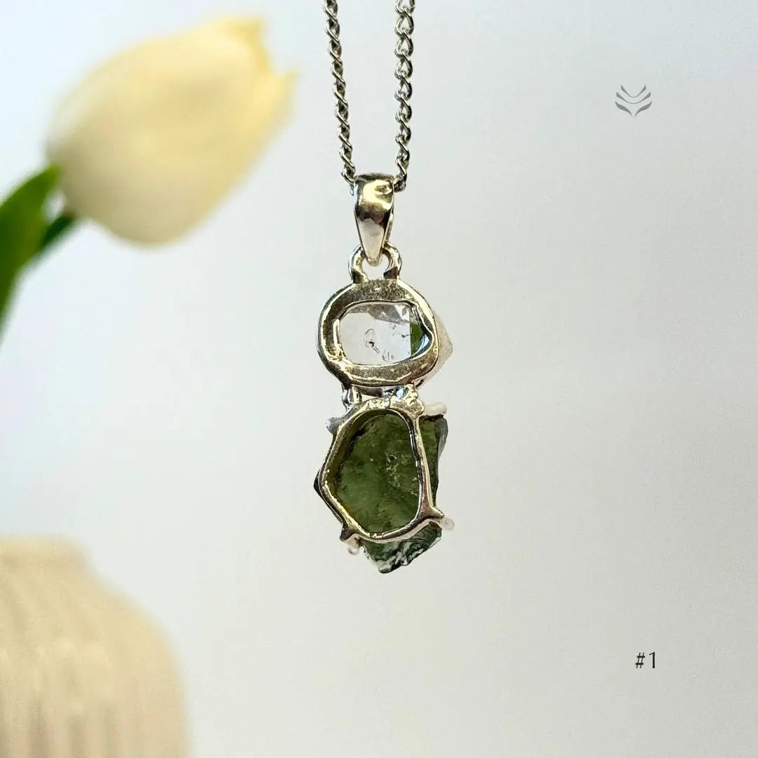 Supreme Power Moldavite with Herkimer Diamond #1  Pendant
