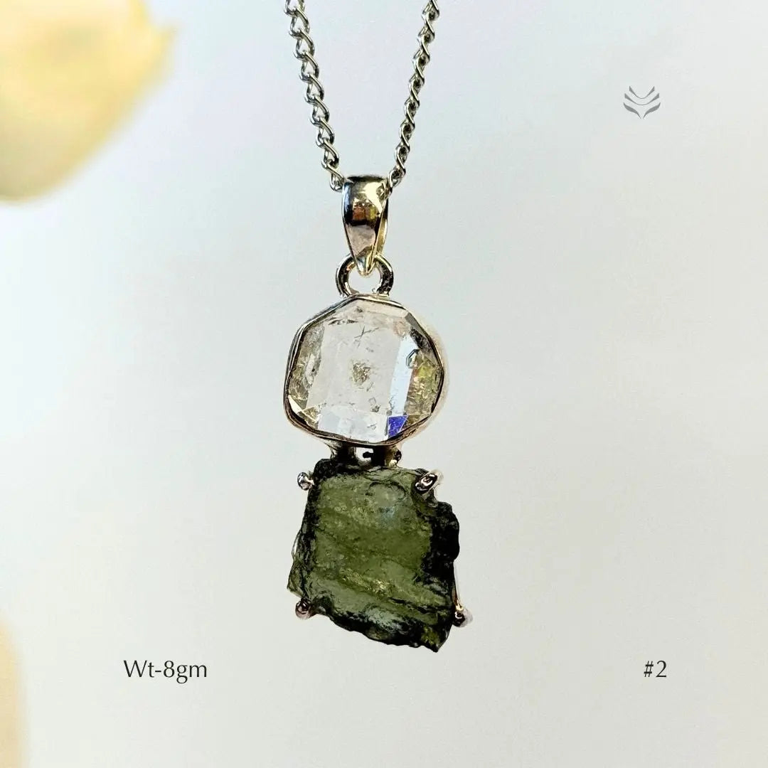 Supreme Power Moldavite with Herkimer Diamond #2  Pendant