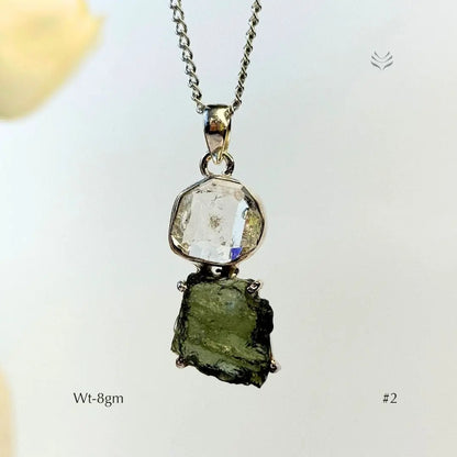 Supreme Power Moldavite with Herkimer Diamond #2  Pendant