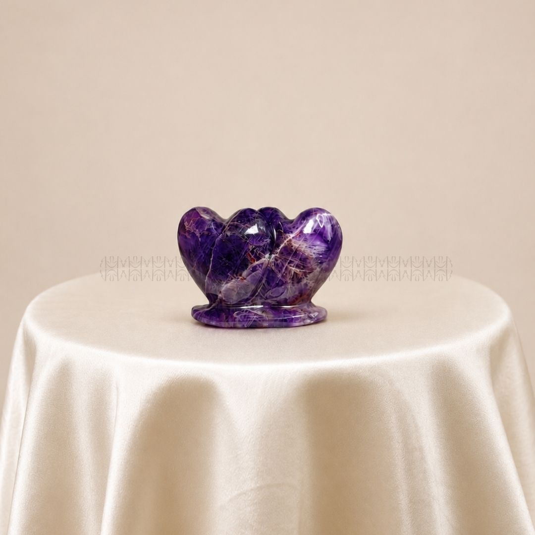 Twin Amethyst Heart  Crystal Heart