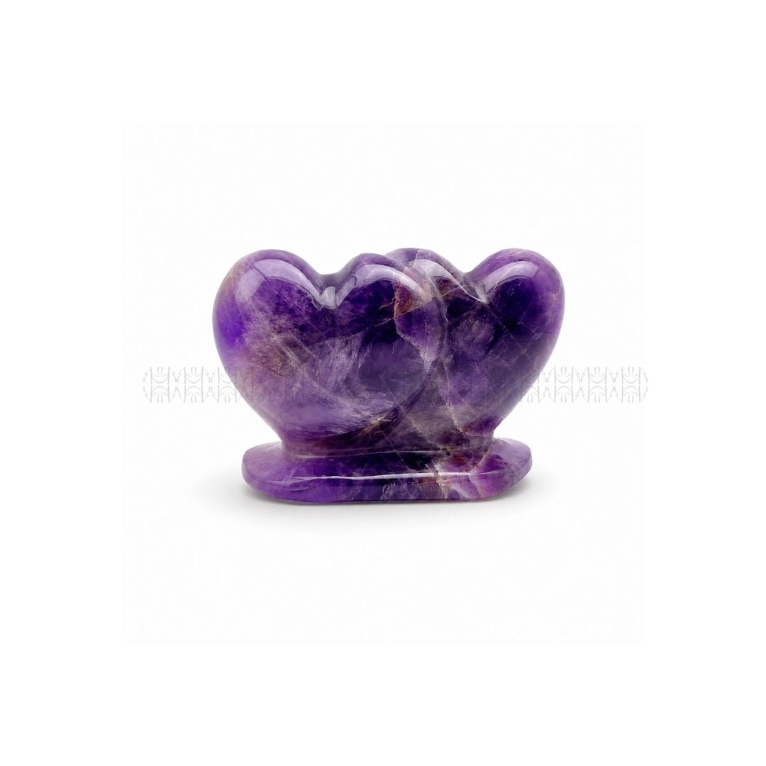 Twin Amethyst Heart  Crystal Heart