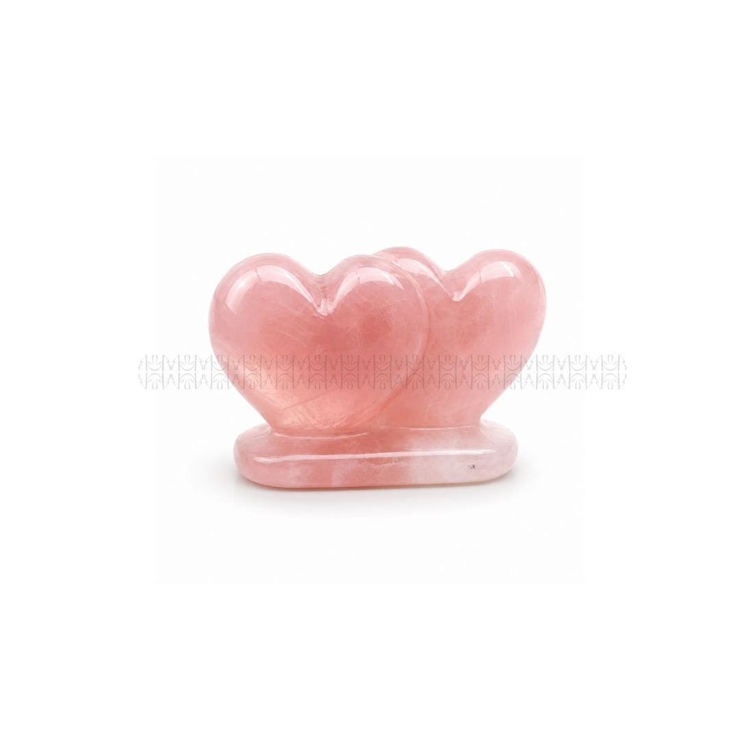 Twin Rose Quartz Heart  Crystal Heart