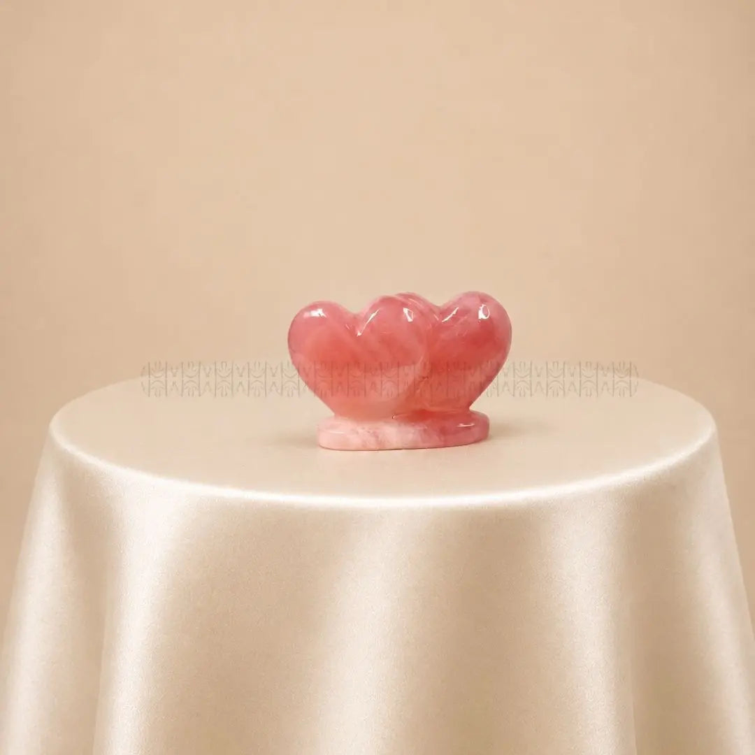 Twin Rose Quartz Heart
