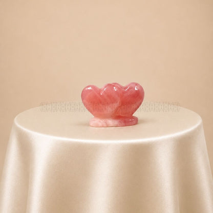 Twin Rose Quartz Heart  Crystal Heart