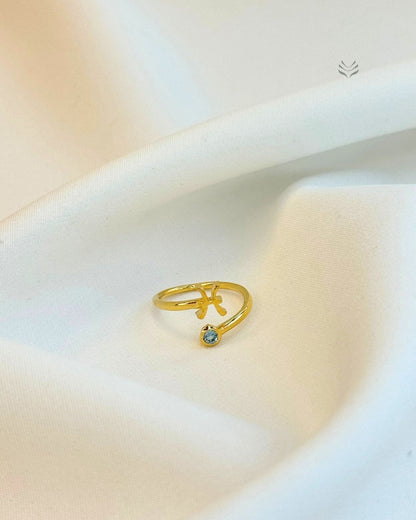 Pisces – Blue Topaz Zodiac Ring 