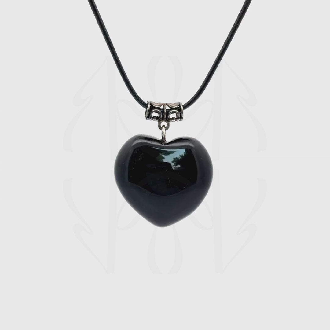Good Witch Black Obsidian Heart Pendant