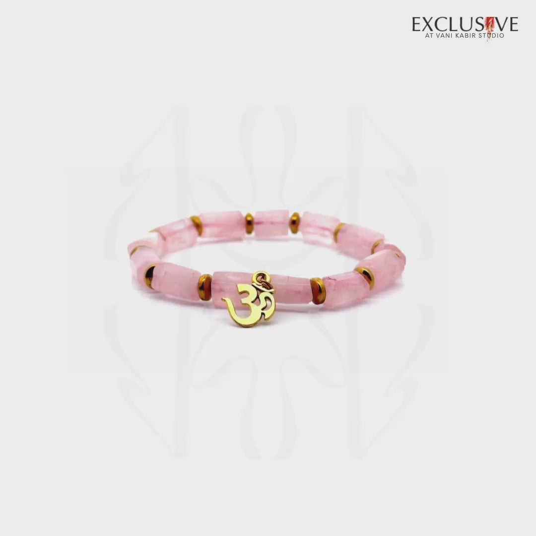 Rose Quartz Om Bracelet