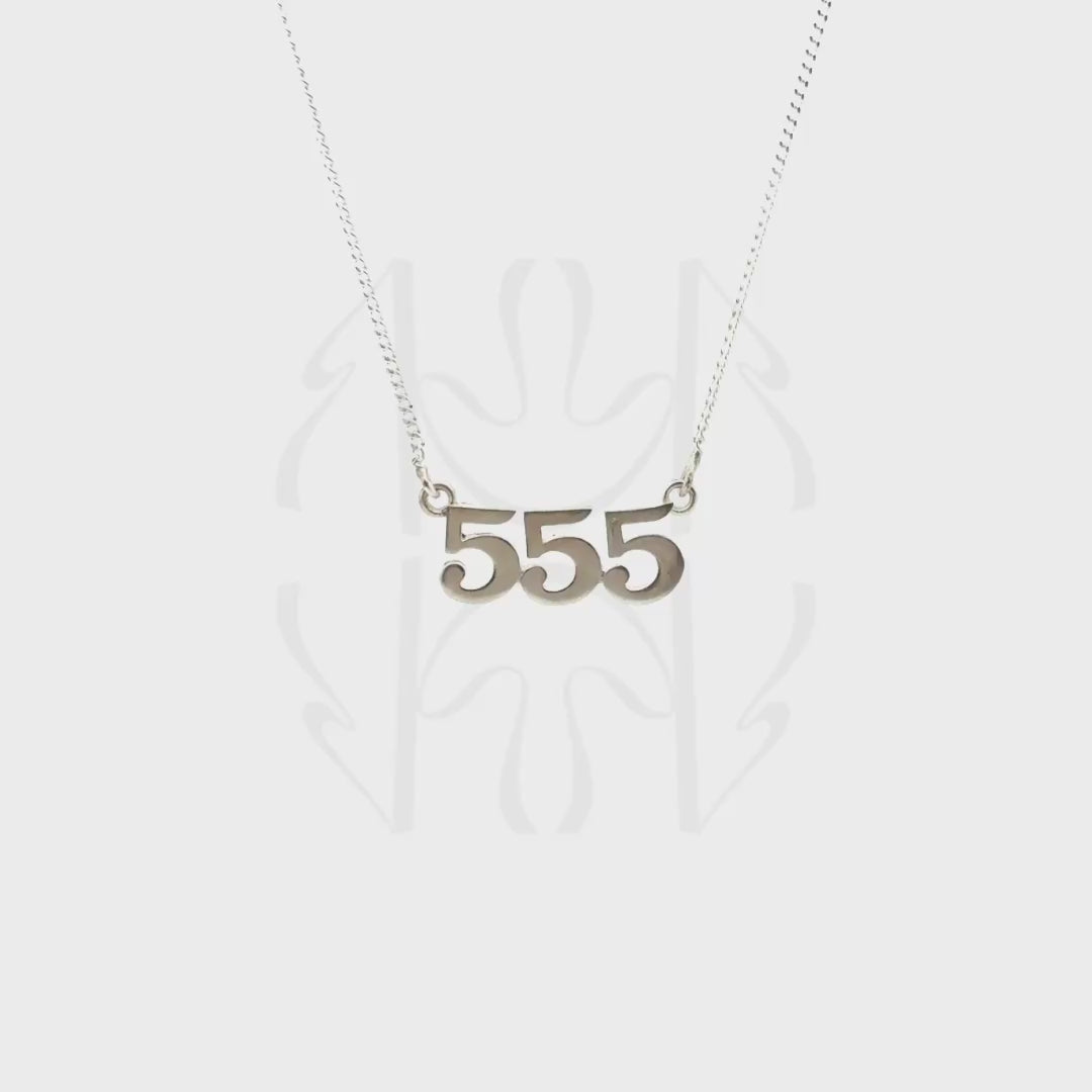 555 Silver Angel Number Pendant