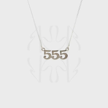555 Silver Angel Number Pendant