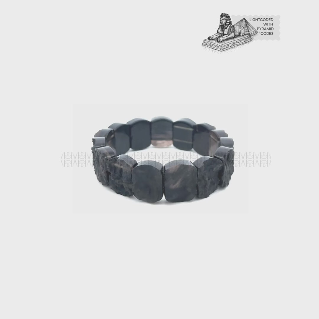 Stress Releaser Flat Natural Chintamani Tektite Bracelet
