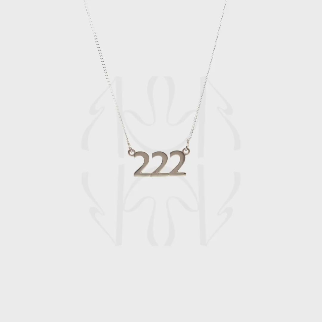 222 Silver Angel Number Pendant