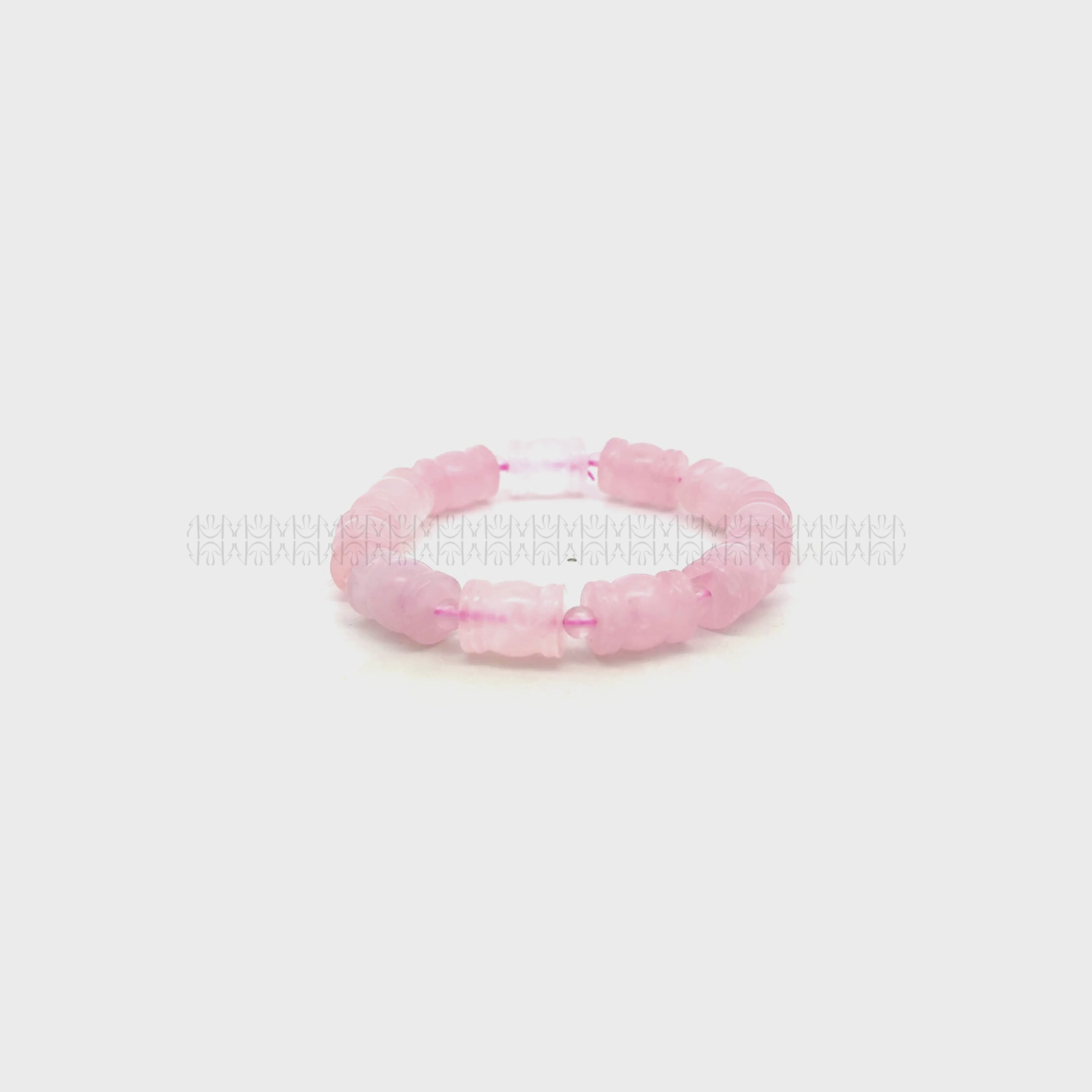 He Stays Madagascar Rose Quartz Barrel Cut Bracelet