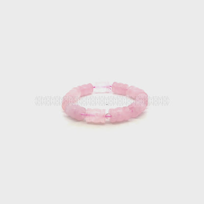 He Stays Madagascar Rose Quartz Barrel Cut Bracelet