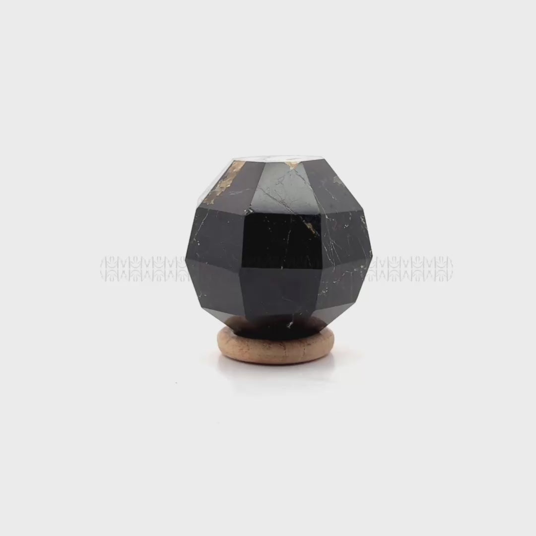 Black Tourmaline Faceted Sphere