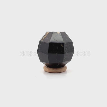 Black Tourmaline Faceted Sphere