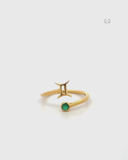 Gemini – Green Onyx Zodiac Ring