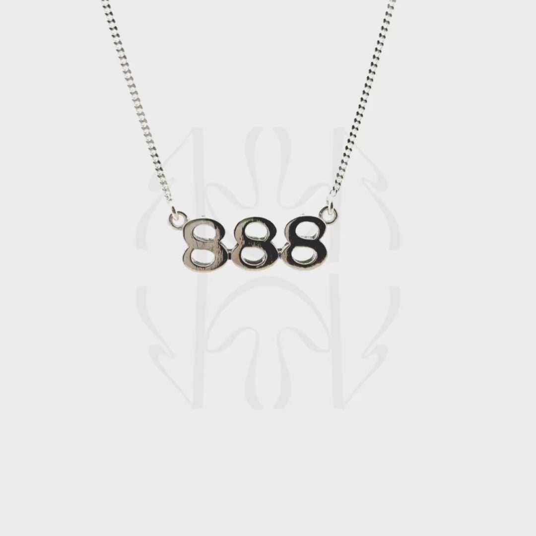888 Silver Angel Number Pendant