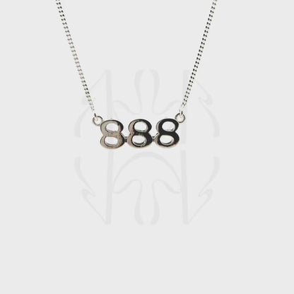 888 Silver Angel Number Pendant