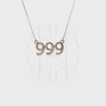 999 Silver Angel Number Pendant